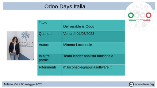 #odoodaysit - 17) Mimma Loconsole - Deliverable is Odoo