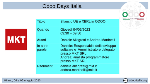 #odoodaysit - 1) Daniele Allegretti - Bilancio UE e XBRL in ODOO