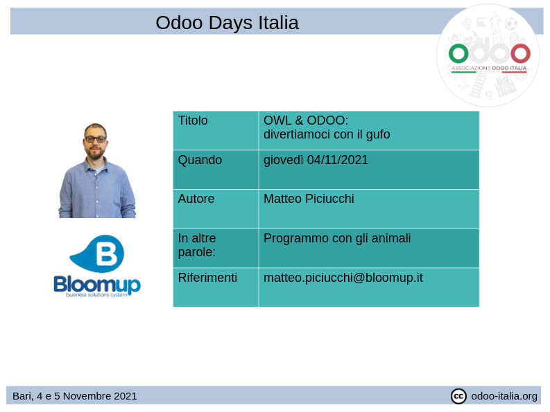 #odoodaysit - 1) Matteo Piciucchi - OWL e Odoo