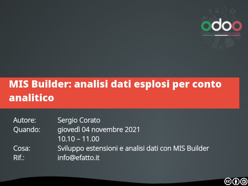 #odoodaysit - 2) Sergio Corato - MIS Builder - Analisi dati analitici