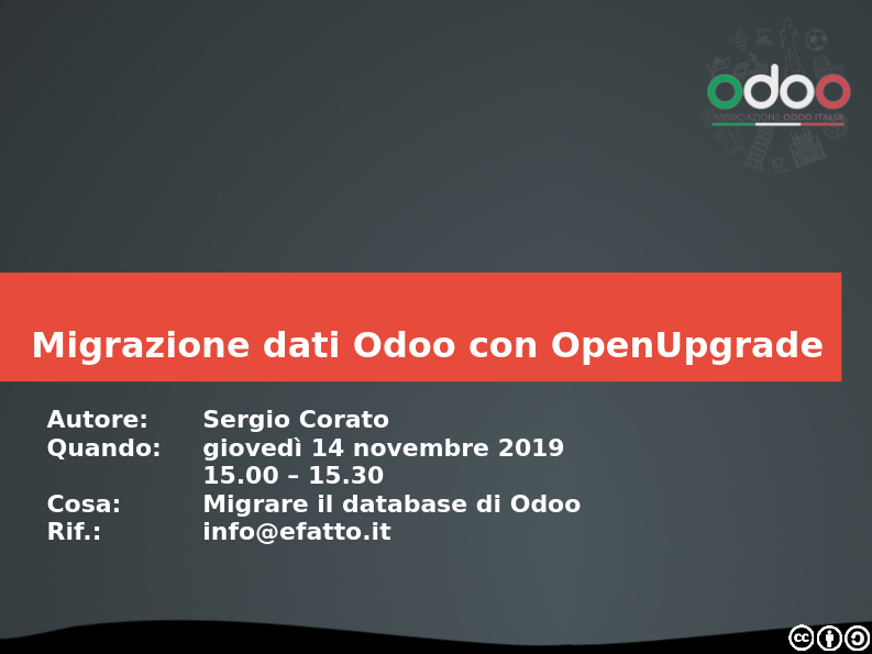 Migrazione dati Odoo con OpenUpgrade - Sergio Corato