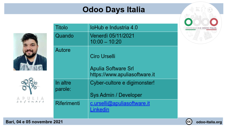 #odoodaysit - 11) Ciro Urselli Odoo e IOhub per Industria 4.0