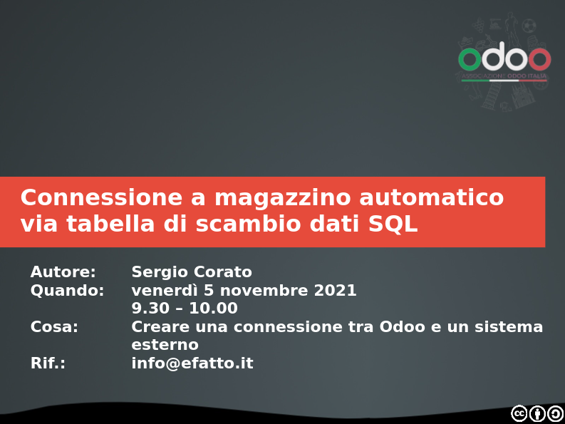 #odoodaysit - 10) Sergio Corato - Connessione a magazzino automatico