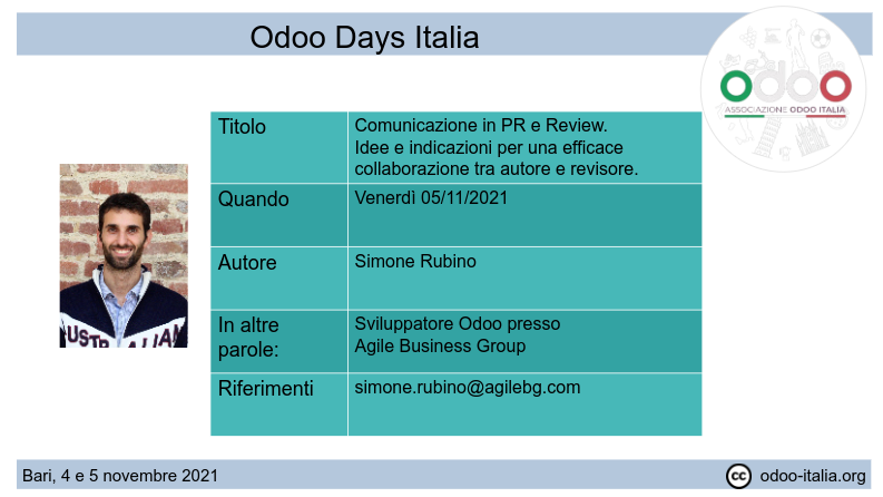 #odoodaysit - 15) Simone Rubino - Comunicazione in PR e Review