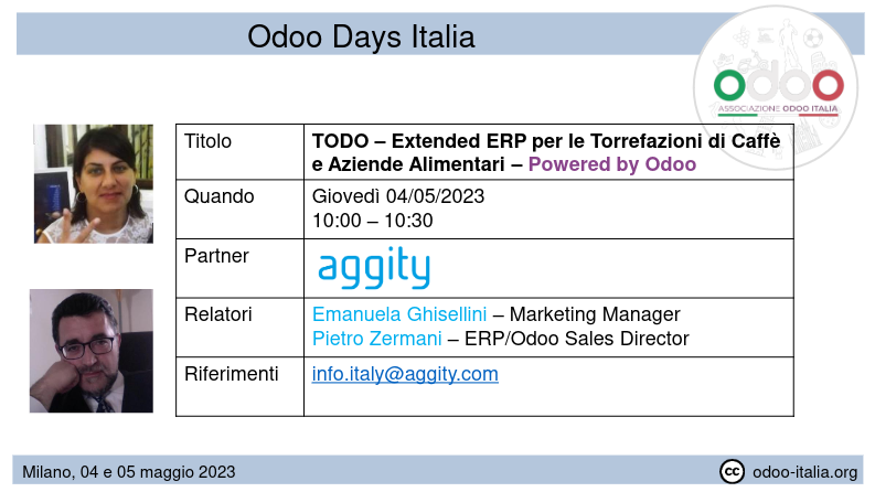 #odoodaysit - 2) Emanuela Ghisellini - TODO – Extended ERP per le Torrefazioni di Caffè e Aziende Alimentari – Powered by Odoo